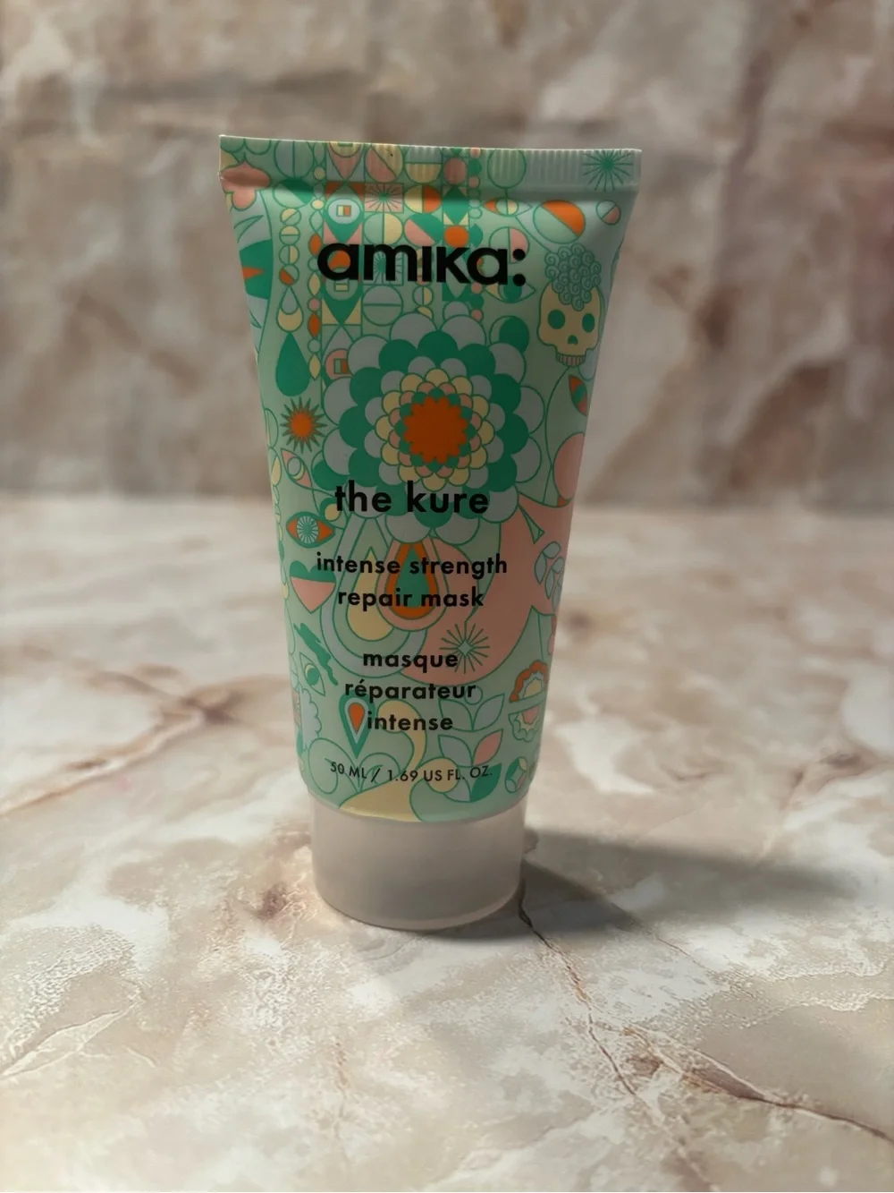 amika The Kure Repair Mask - Green & Orange Floral Tube